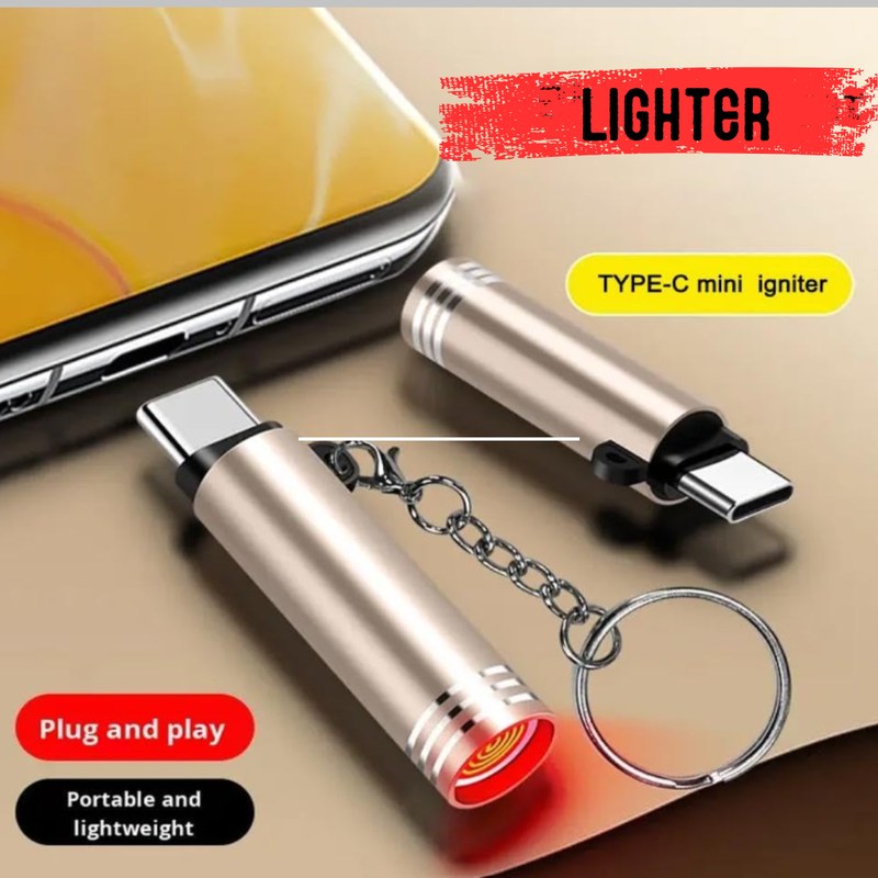 Outdoor Electric Lighter, mini flashlight with high brightness powered by Type-C connectors, bright LED flashlights perfect for travel, electronic component.