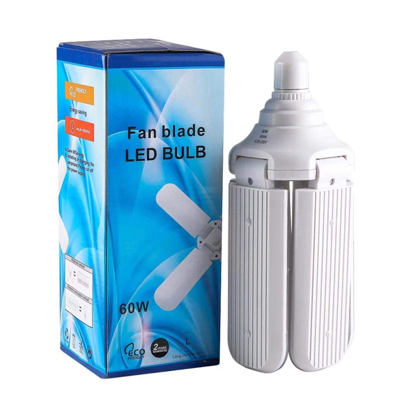 LED Bulb 45W E27 220V 30W 60W Home Energy Saving High Brightness Pendant Light Foldable Fan Blade LED Garage Light - Light - Light
