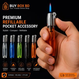 Premium Transparent Refillable Gas Lighter – Random Color – Compact Pocket Size ( BUY BOX BD )