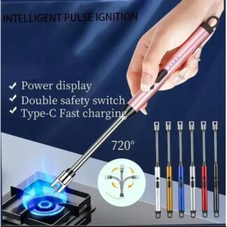 Electric Arc Lighter – Flexible Neck, Rechargeable USB, Windproof for Gas Stove & Oil Diyas