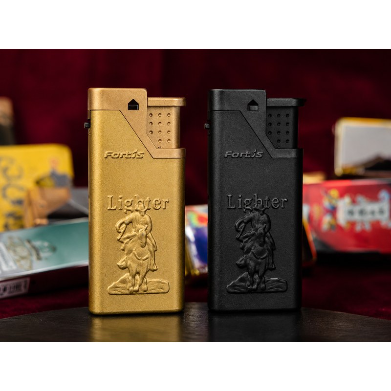 Fortis Premium Refillable Gas Lighter Wind Resistant Portable Metal Body Utility Lighter Gold & Black Colorn | Buy Nest BD |
