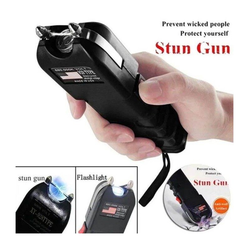 928 Type Taser With Flashlight, Professional Stun Electric Shock, 98000K Volts, Black โ Dutch Goat
