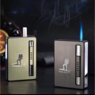 Cigarette Box With Jet Lighter 10 Pc Cigarette Launch Injection Holder Case Lighter