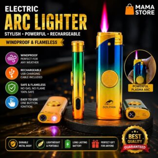 Premium USB Rechargeable Electric Arc Lighter | Windproof Flameless Plasma Lighter | Metal Body | Multi Color MAMA Store