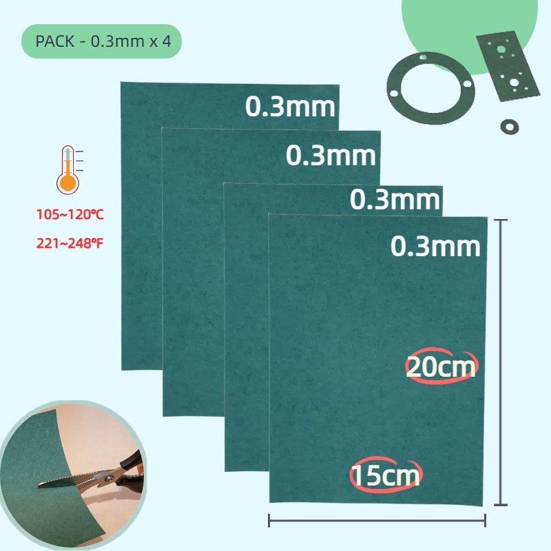 Gasket Paper Sheets 0.3mm X 4|Tear-Resistant Heatproof Oil-Resistant DIY Engine Gaskets Scooter Motorcycle Lawnmower Chainsaw