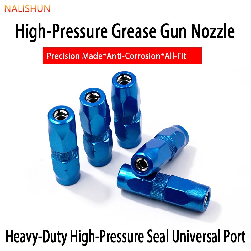 Heavy Duty Grease Nozzle For High Pressure Injector Pointed Tip With Built-In Filter Flat Tip With Self-Locking Claw No Leak