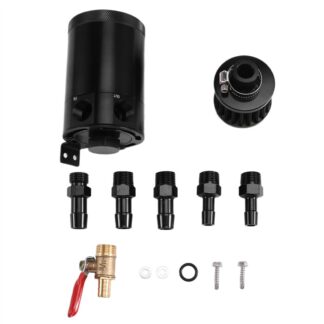 Universal Oil Catch Can Tank Reservoir Separator Car Baffled 2 Port Fluid Filter Cylinder Breather