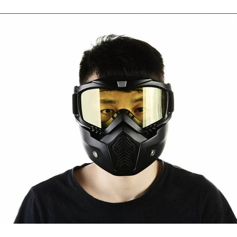 Safety Goggles Mask Wind, Dust, Protective Face Adjustable & Flexible Mask Helmet Mask For Biker Bike Rider