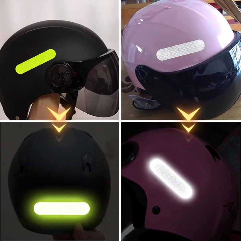 4 Pcs Helmet Reflective Sticker Car Safety Reflective Film Night Rear Warning Electric Motorcycle