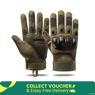 Bikers hand gloves or motorcycle riding  Full  finger hand gloves for men - khaki / Black color