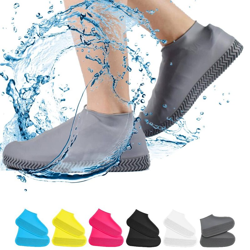 Waterproof Shoe Covers, Non-Slip Water Resistant Overshoes Silicone Rubber Rain Shoe Cover Outdoor cycling Protectors apply to Men, Women, Kids M Size