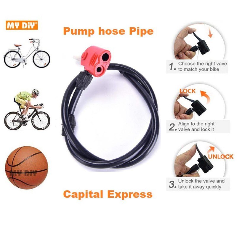 Bike Tyre Hand Air Pump Inflator Replacement Hose Tube Rubber Bicycle Accessory